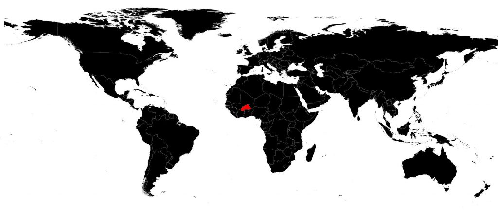 Burkina Faso sur une carte du monde