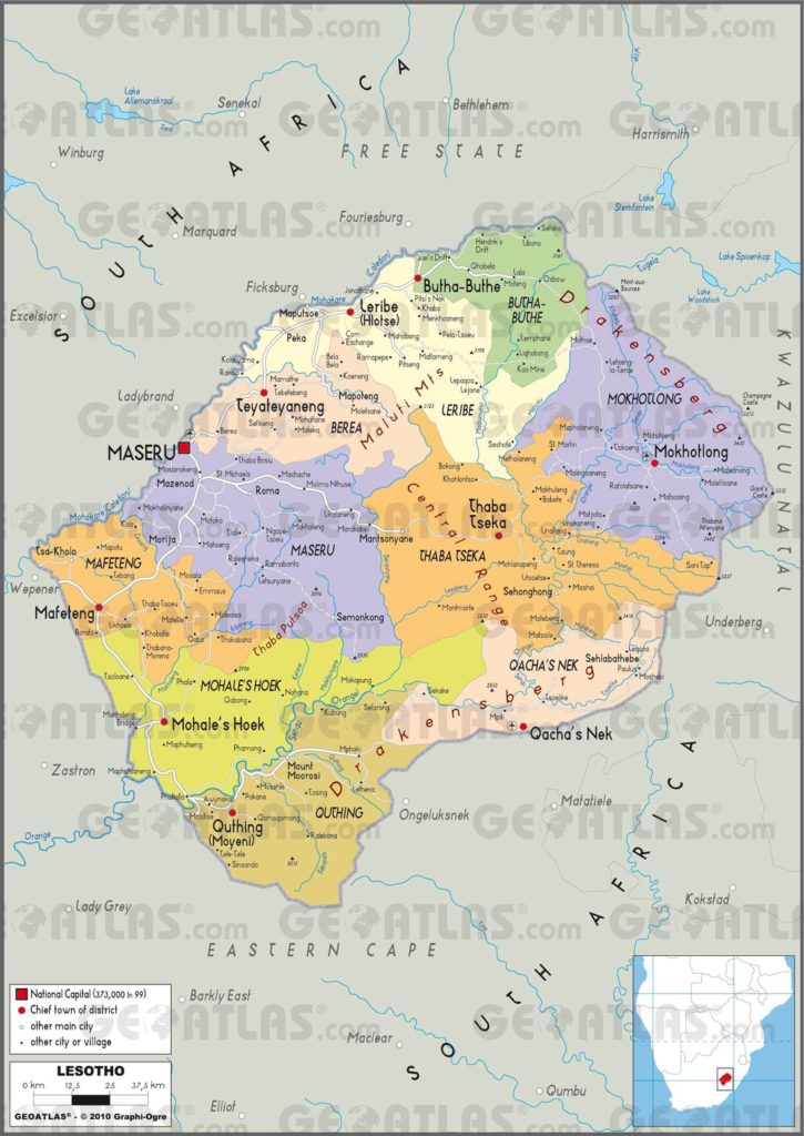 Carte administrative du Lesotho Carte administrative du Lesotho