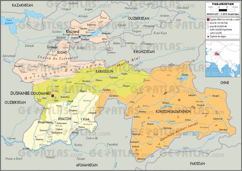 Carte administrative du Tadjikistan Carte administrative du Tadjikistan