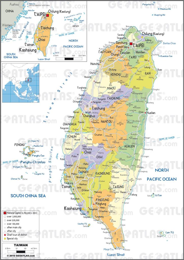 Carte administrative de Taïwan Carte administrative de Taïwan