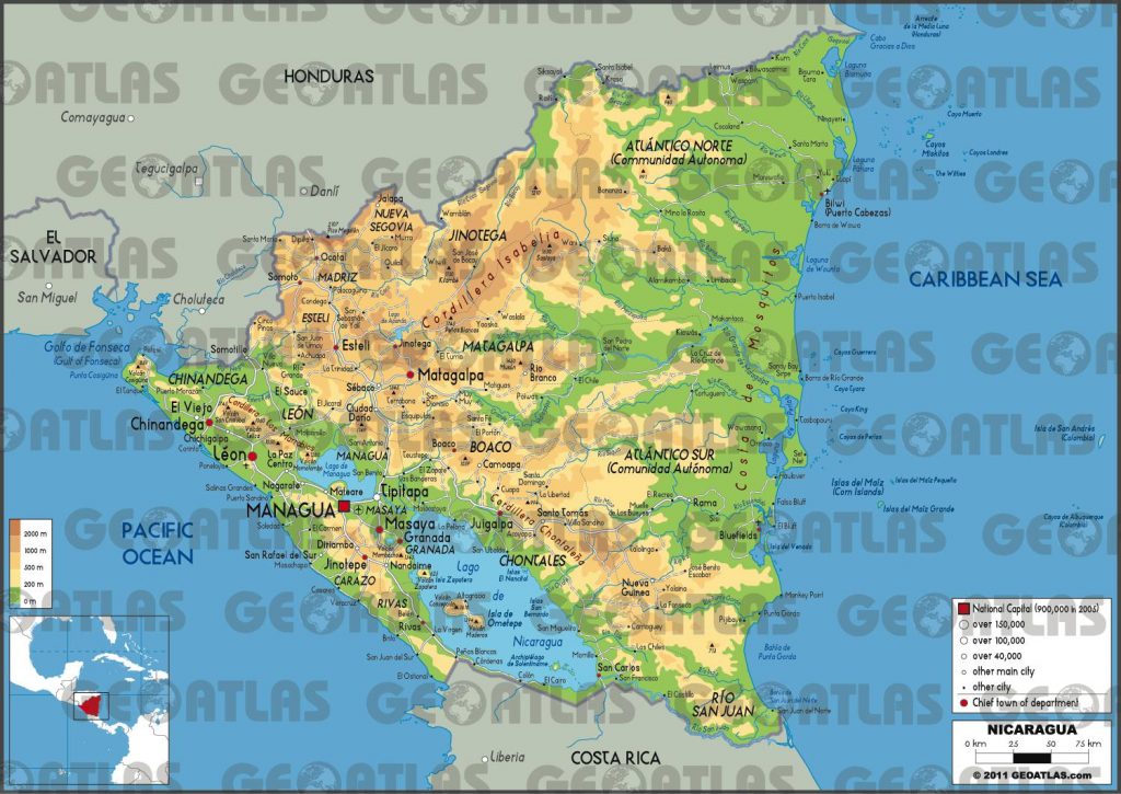 Carte géographique du Nicaragua Carte géographique du Nicaragua