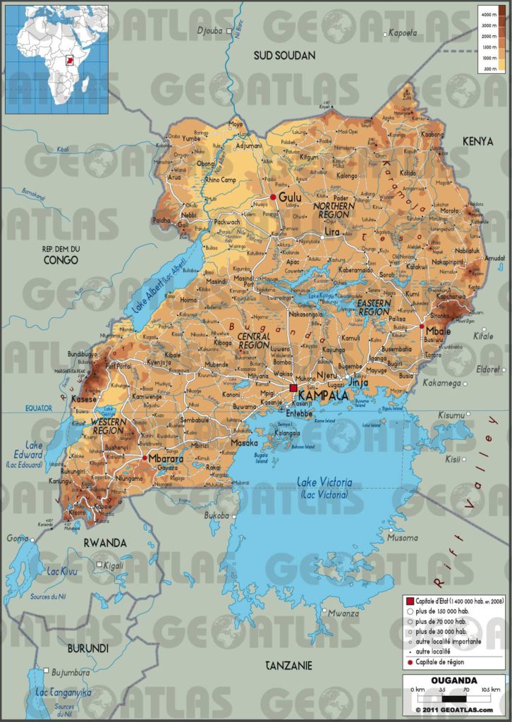 Carte géographique de l'Ouganda Carte géographique de l'Ouganda