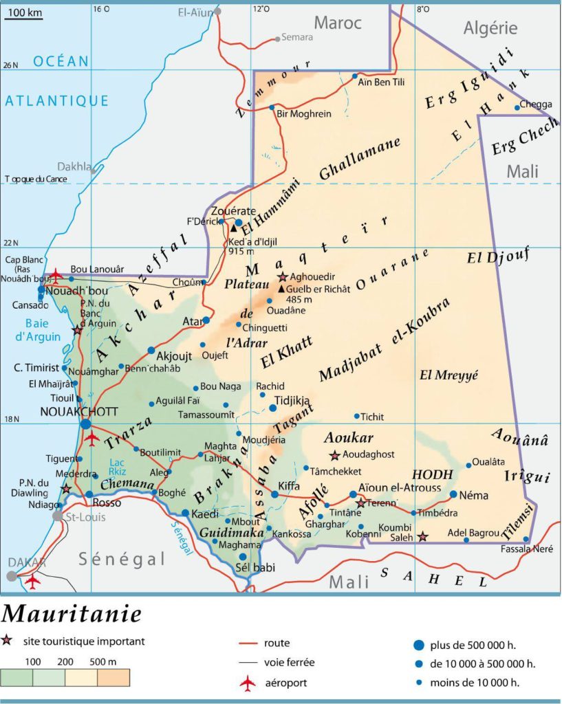 Carte de la Mauritanie Carte de la Mauritanie
