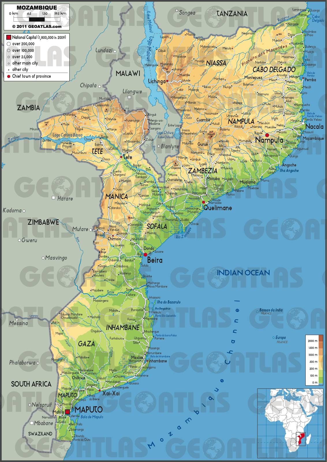 Carte du Mozambique - Plusieurs cartes du pays en Afrique