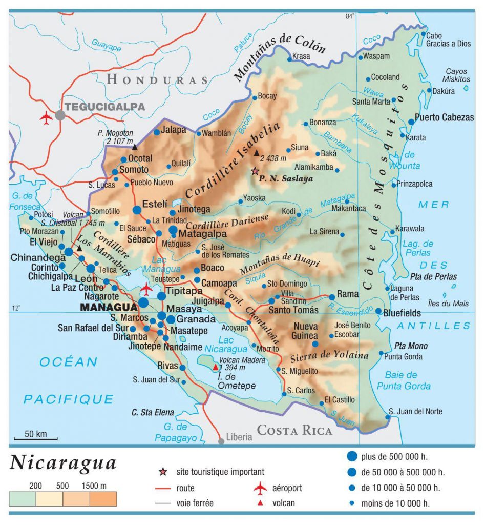 Carte du Nicaragua Carte du Nicaragua
