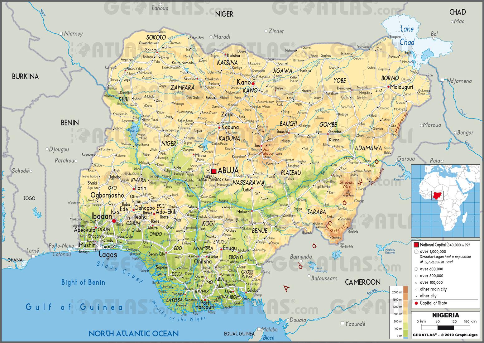 Ville Du Nigeria En 3 Lettres Carte du Nigeria - Plusiers cartes géographique du pays d'Afrique