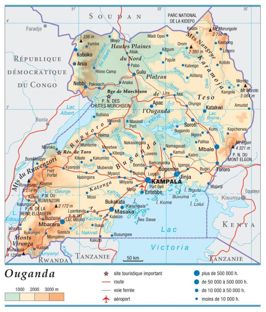 Carte de l'Ouganda