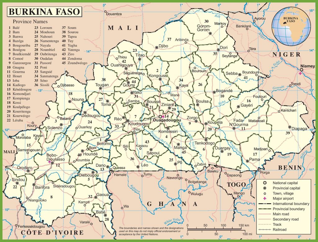 Carte politique du Burkina Faso