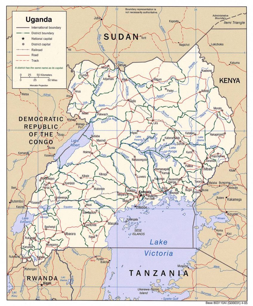 Carte politique de l'Ouganda