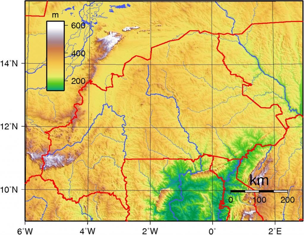 Carte du relief du Burkina Faso Carte du relief du Burkina Faso