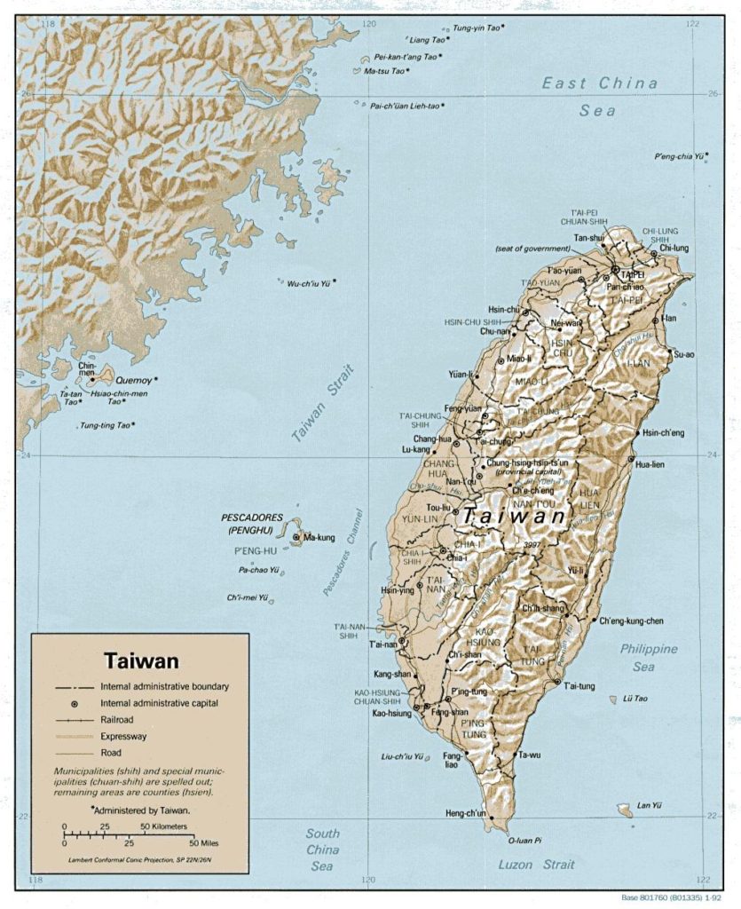 Carte du relief de Taïwan Carte du relief de Taïwan