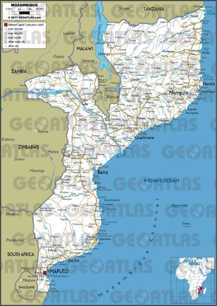 Carte routière du Mozambique Carte routière du Mozambique