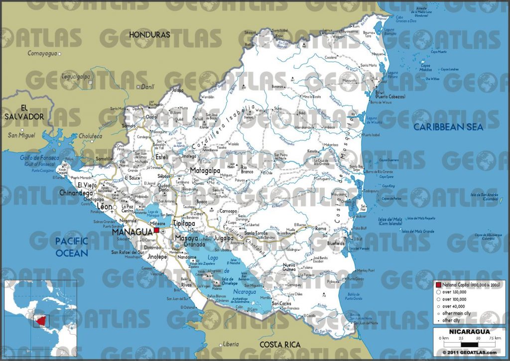 Carte routière du Nicaragua Carte routière du Nicaragua