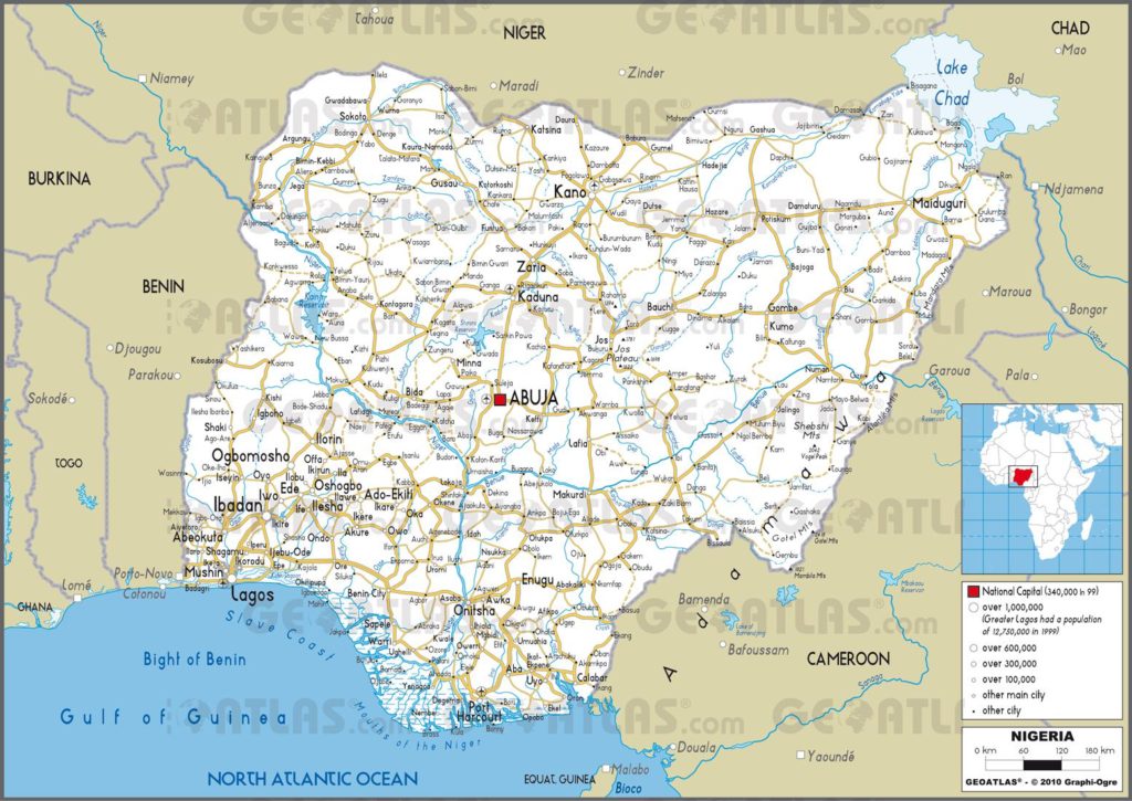 Carte routière du Nigeria Carte routière du Nigeria