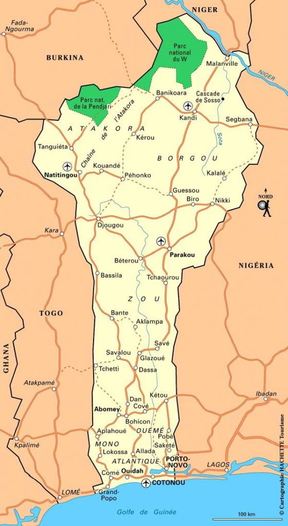 Carte touristique du Bénin Carte touristique du Bénin
