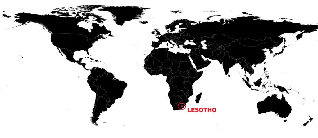 Lesotho sur une carte du monde