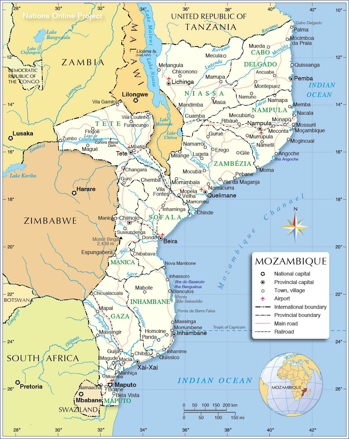 carte du mozambique