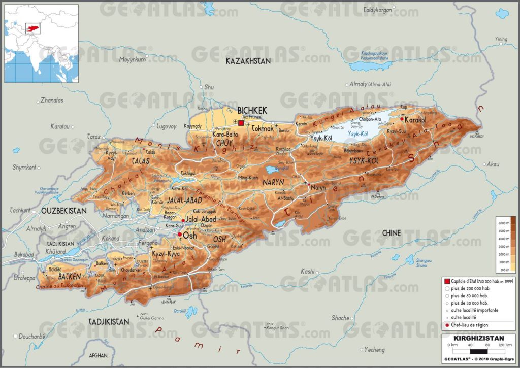Carte géographique du Kirghizistan Carte géographique du Kirghizistan