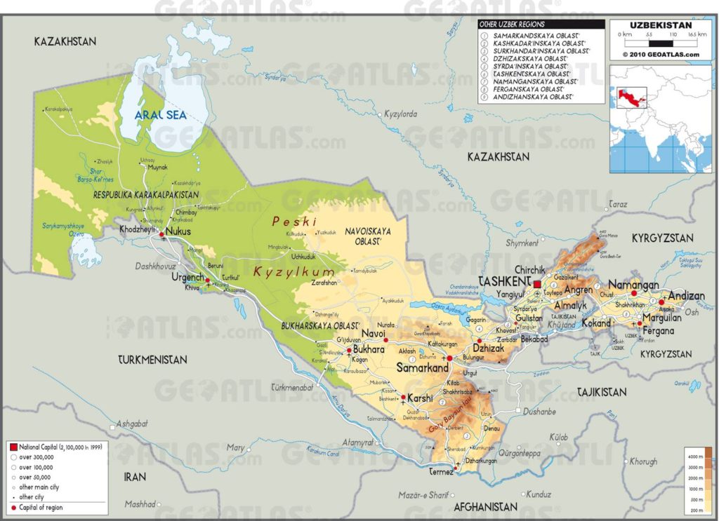 Carte de l'Ouzbékistan Carte de l'Ouzbékistan