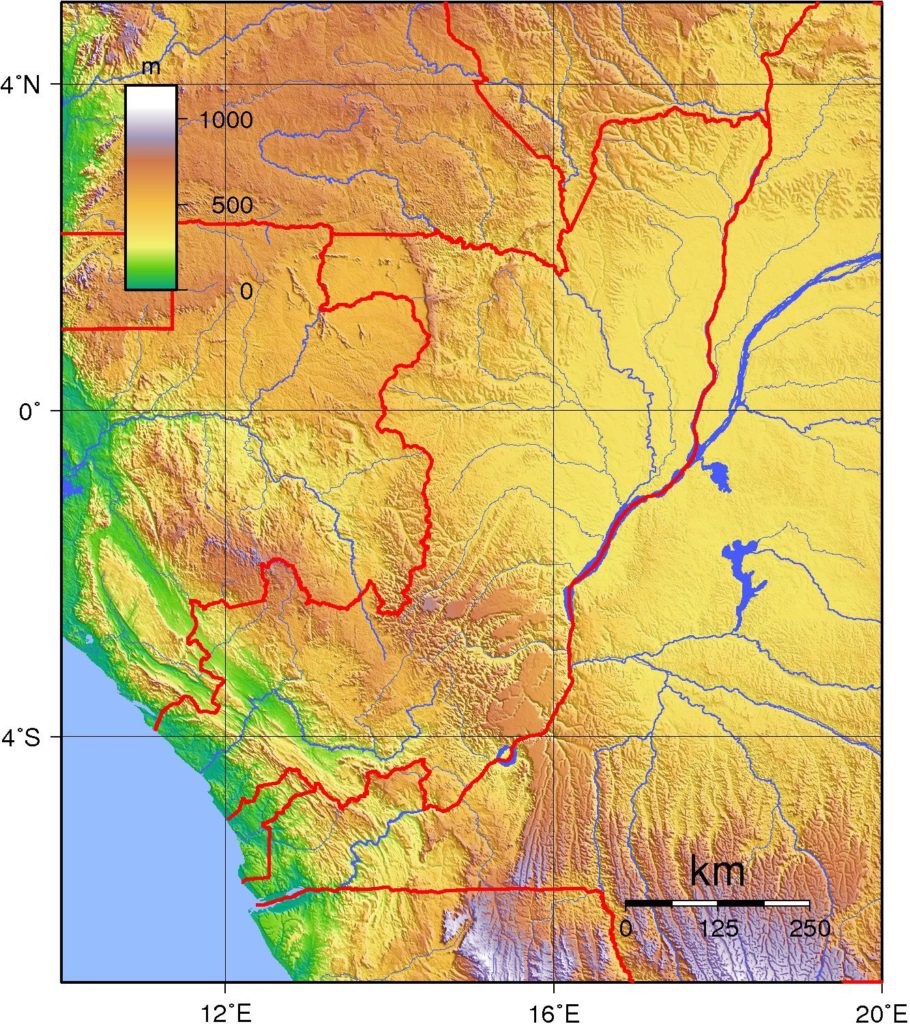 Carte du relief de la République du Congo Carte du relief de la République du Congo