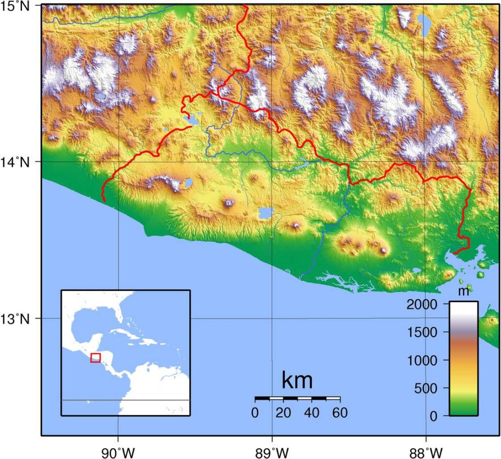 Carte du relief du Salvador Carte du relief du Salvador
