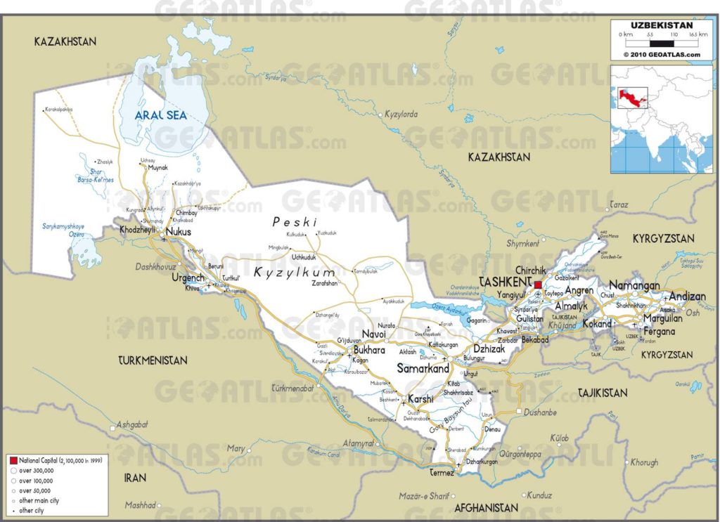 Carte routière de l'Ouzbékistan Carte routière de l'Ouzbékistan