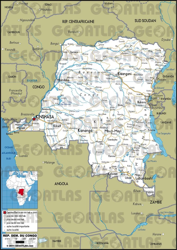 Carte routière de la République Démocratique du Congo Carte routière de la République Démocratique du Congo