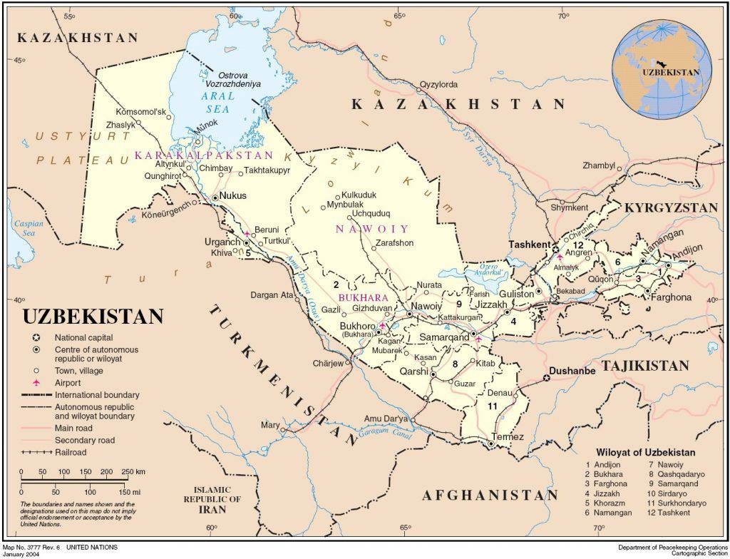 carte ouzbekistan