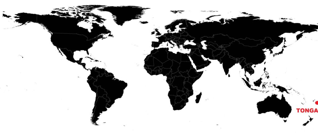 Tonga sur une carte du monde