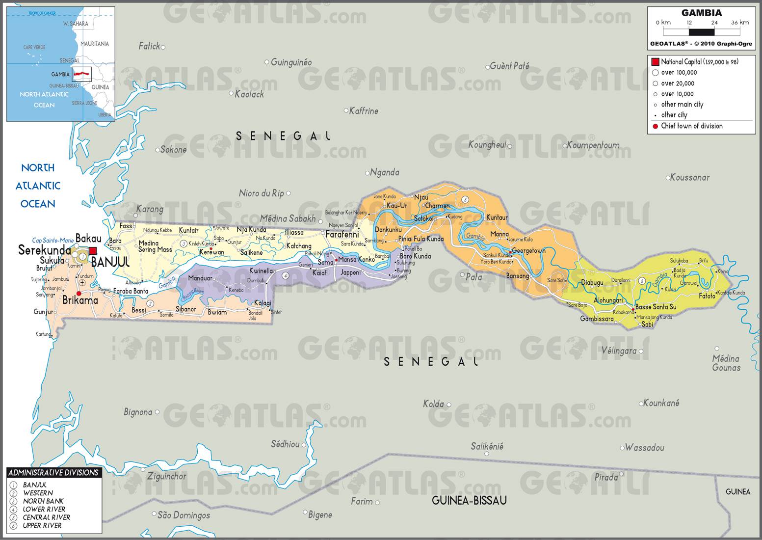 Carte de la Gambie - Plusieurs cartes du pays en Afrique Carte de la Gambie - Plusieurs cartes du pays en Afrique
