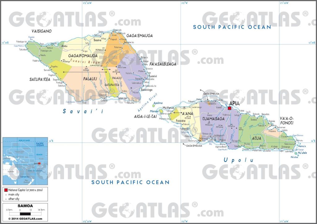Carte administrative des Samoa Carte administrative des Samoa