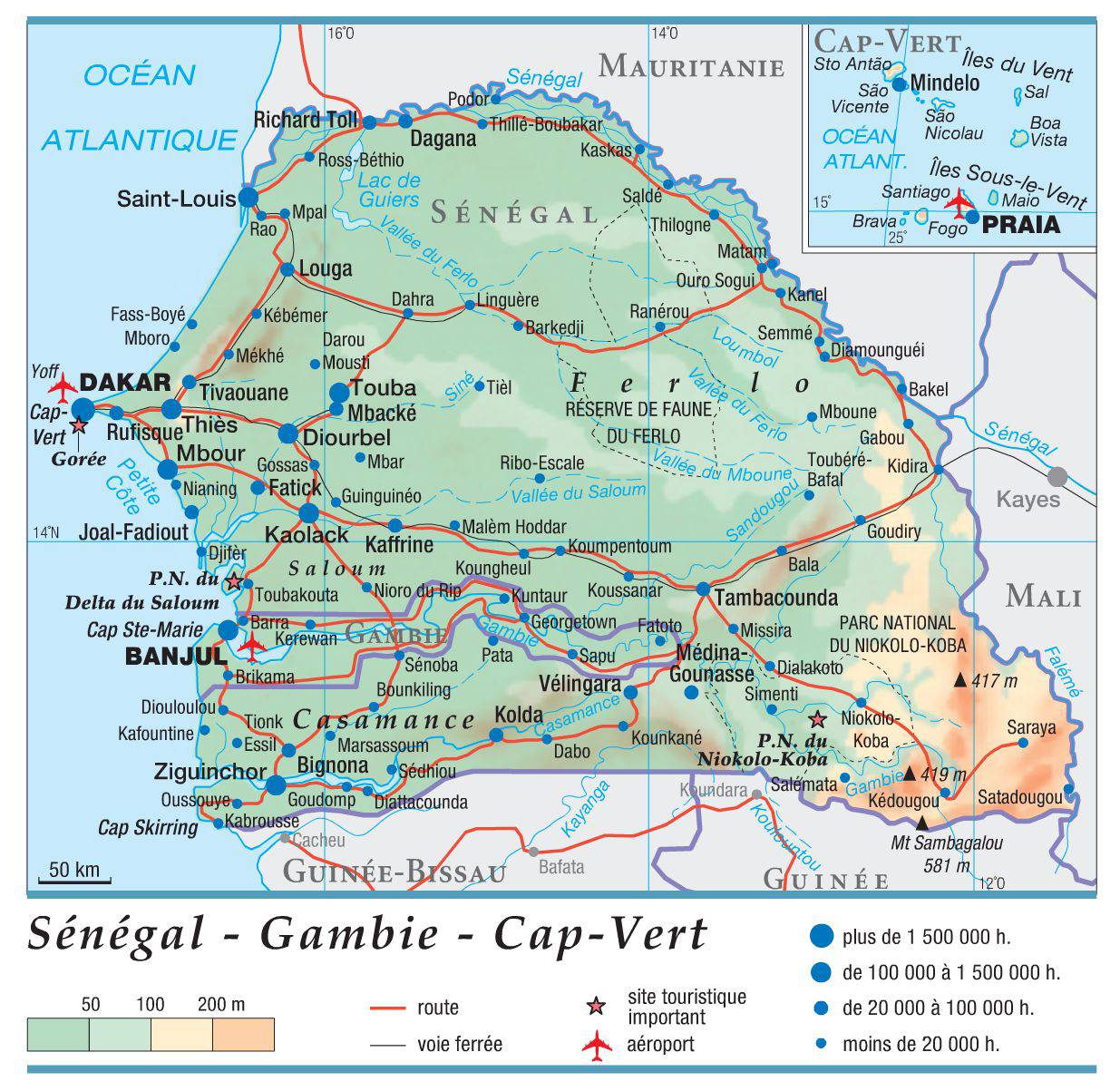 Carte de la Gambie - Plusieurs cartes du pays en Afrique Carte de la Gambie - Plusieurs cartes du pays en Afrique