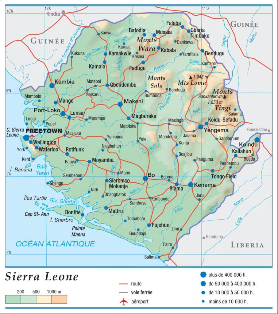 Carte géographique de la Sierra Leone Carte géographique de la Sierra Leone