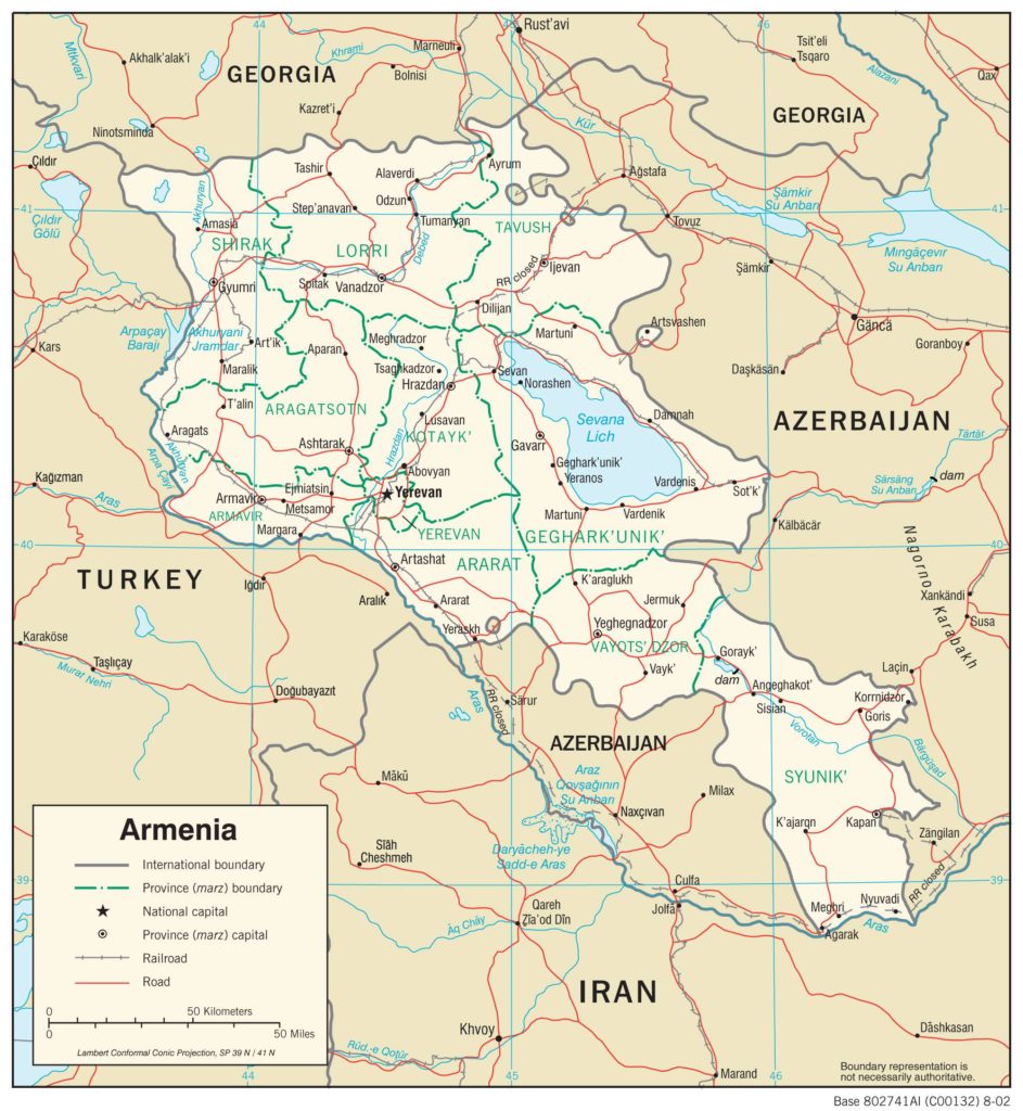 Carte politique de l'Arménie Carte politique de l'Arménie