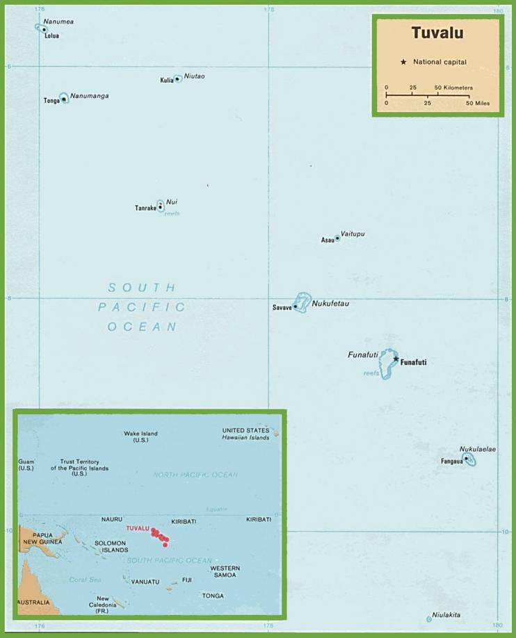 Carte politique des Tuvalu Carte politique des Tuvalu