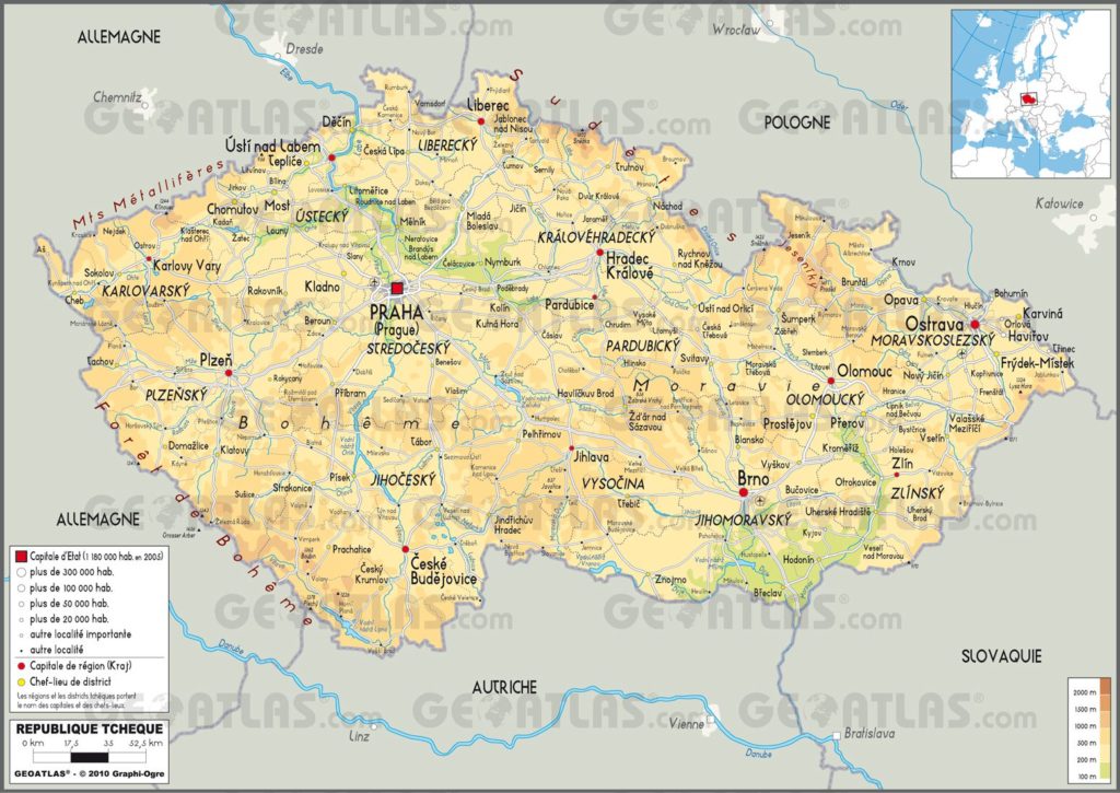Carte de la République tchèque Carte de la République tchèque