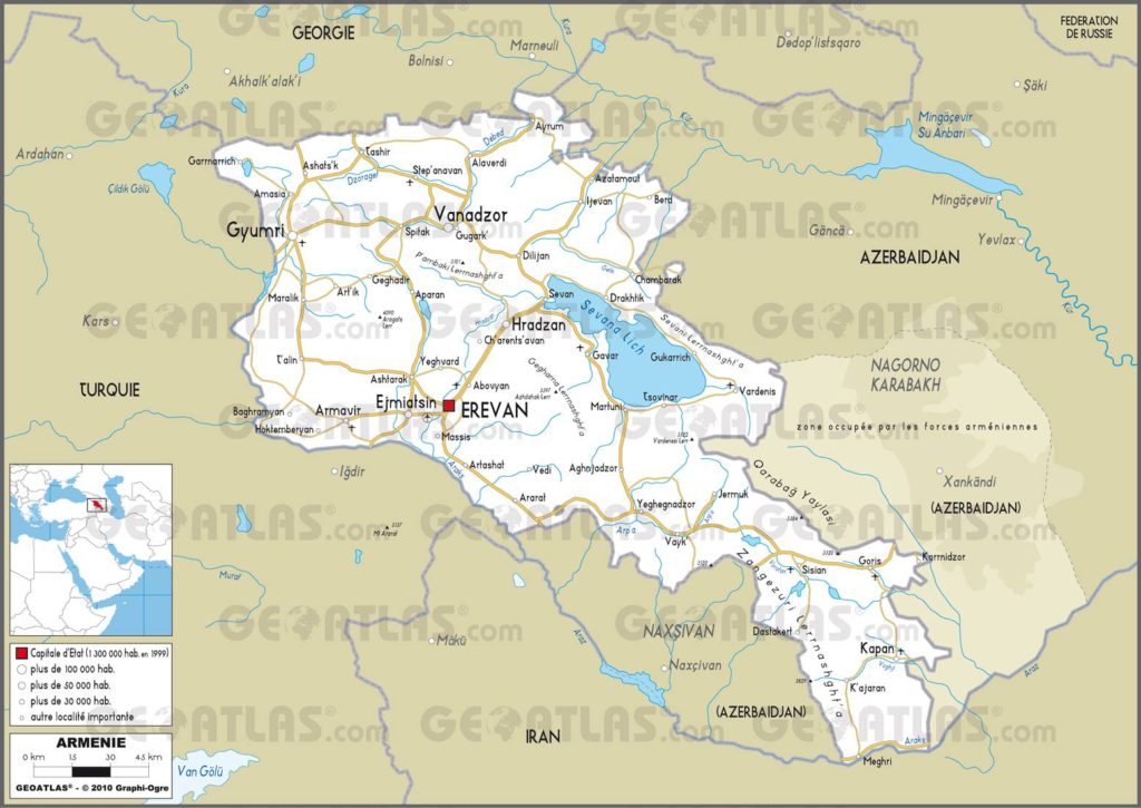 Carte routière de l'Arménie Carte routière de l'Arménie