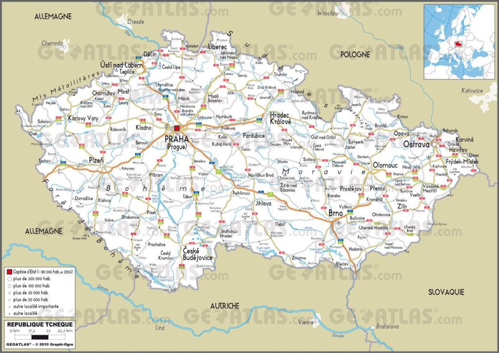 Carte routière de la République tchèque Carte routière de la République tchèque