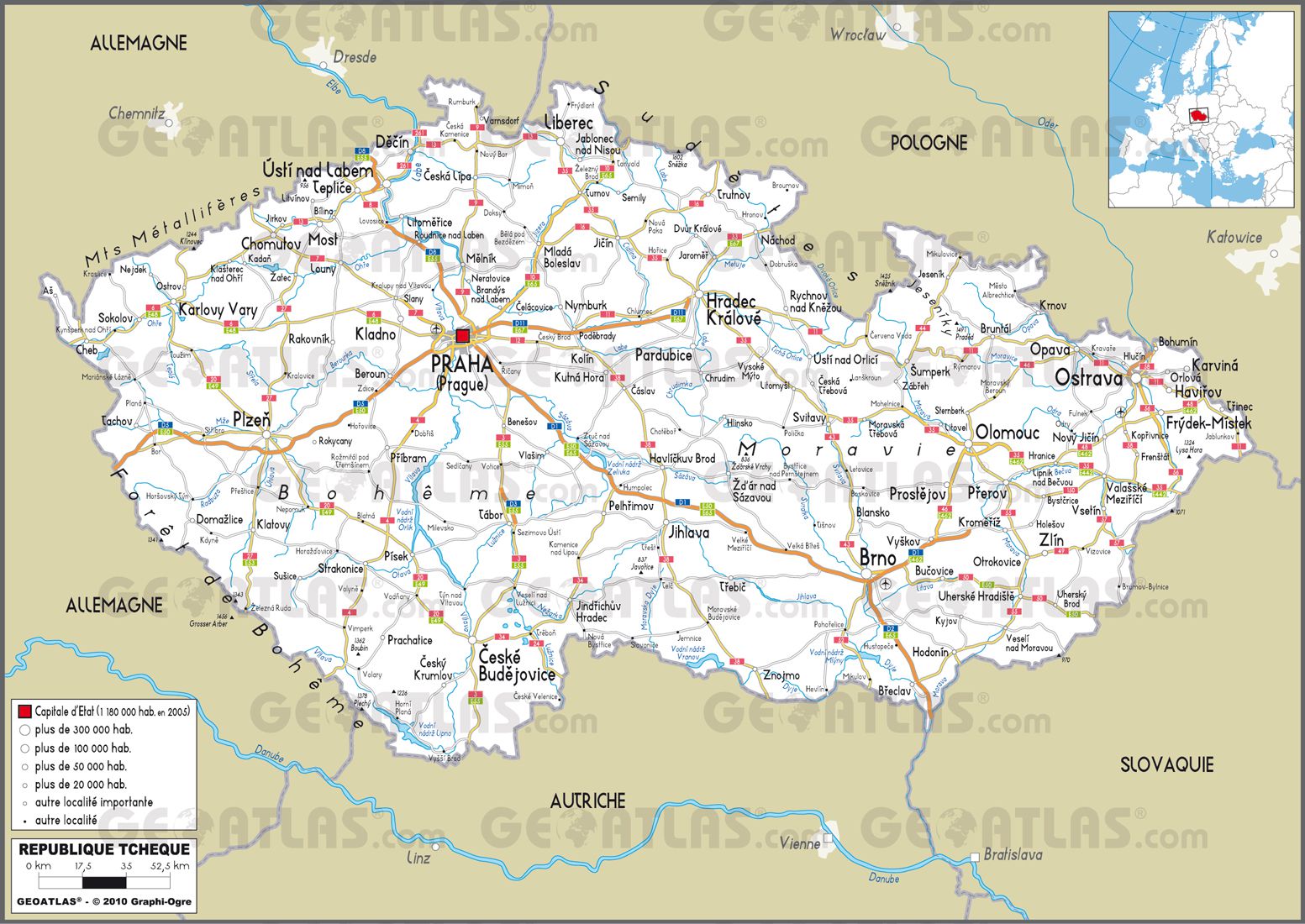 Carte de la République tchèque - Plusieurs cartes du pays ...