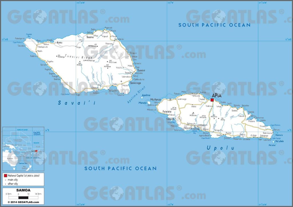 Carte routière des Samoa Carte routière des Samoa