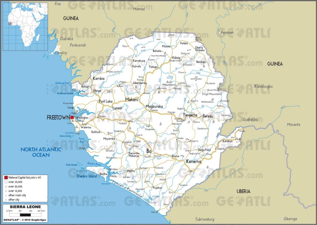 Carte routière de la Sierra Leone Carte routière de la Sierra Leone