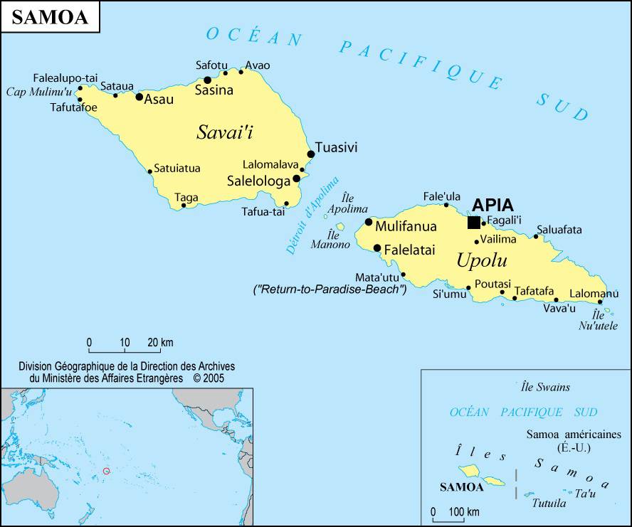 samoa occidentales carte du monde