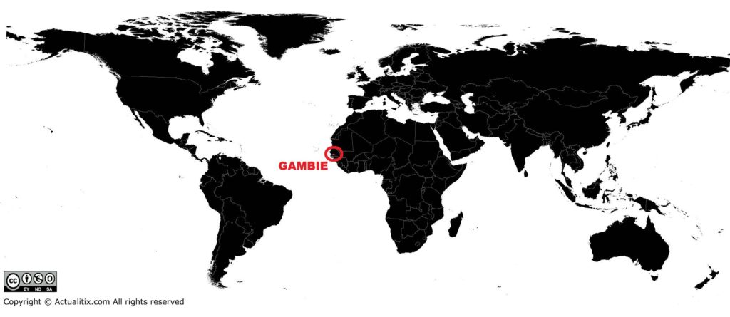 Gambie sur une carte du monde