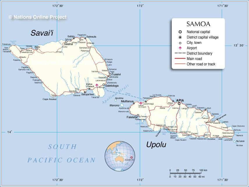 samoa occidentales carte du monde