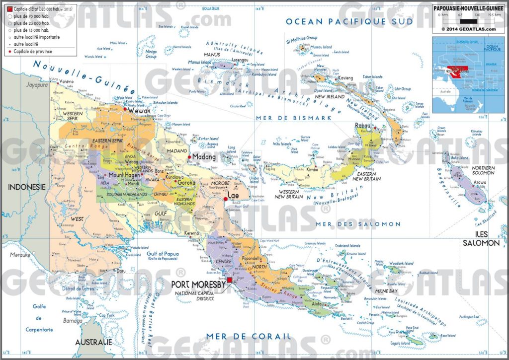 Carte administrative de la Papouasie-Nouvelle-Guinée Carte administrative de la Papouasie-Nouvelle-Guinée
