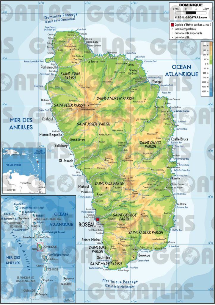 Carte de la Dominique Carte de la Dominique