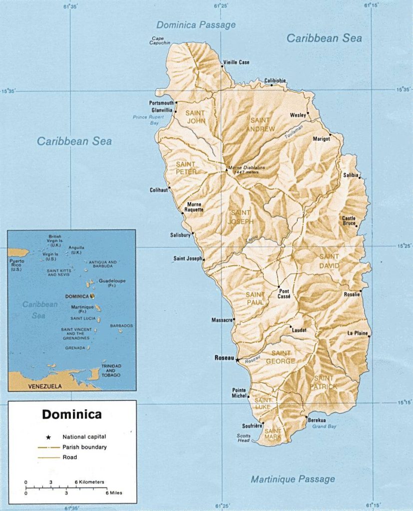 Carte du relief de la Dominique Carte du relief de la Dominique