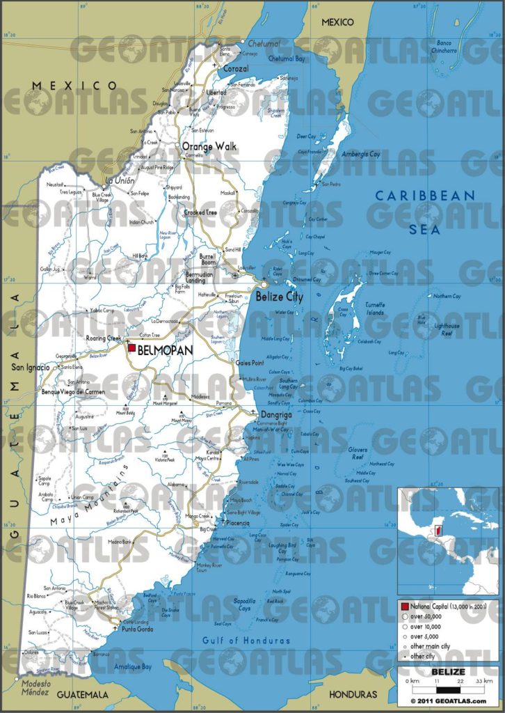 Carte routière du Belize Carte routière du Belize