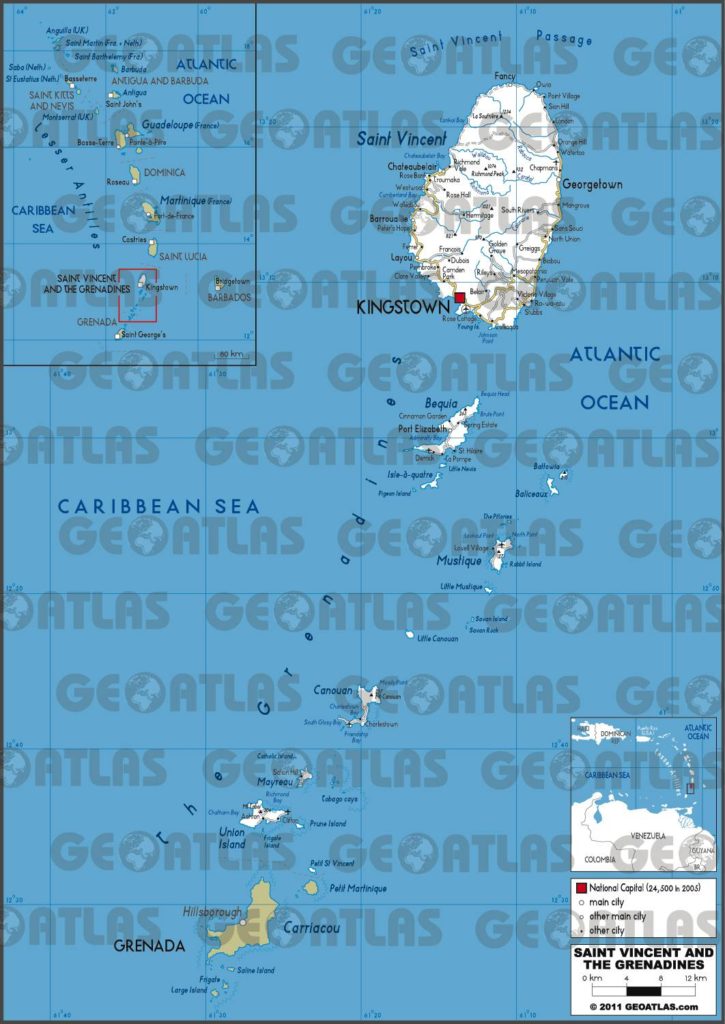 Carte routière de Saint-Vincent-et-les-Grenadines Carte routière de Saint-Vincent-et-les-Grenadines