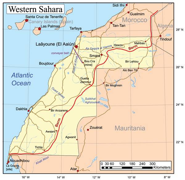 Carte du Sahara Occidental Carte du Sahara Occidental